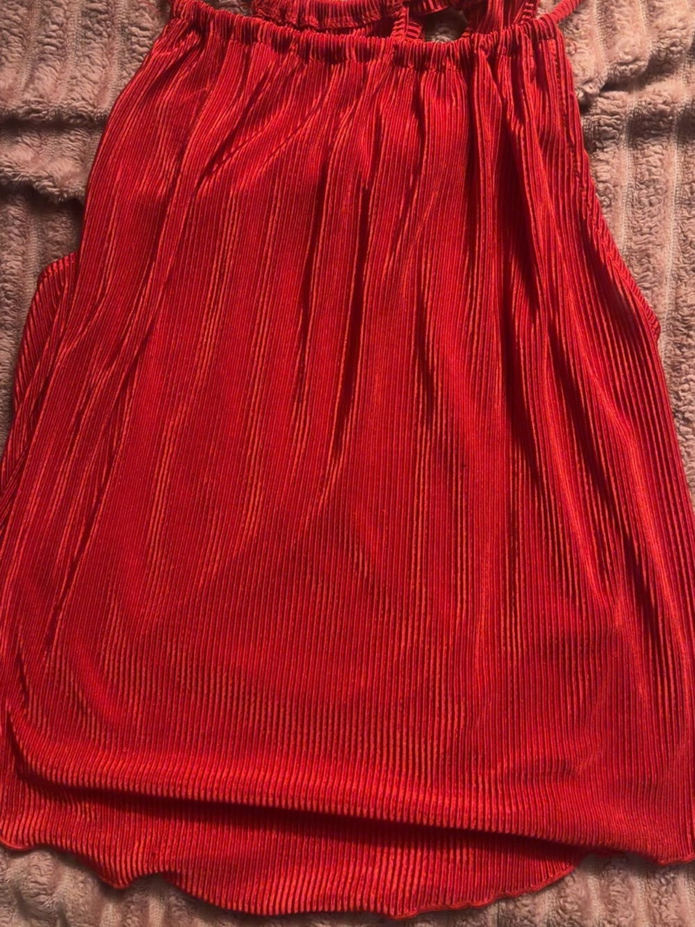No Boundaries Red Pleated Sleeveless Blouse